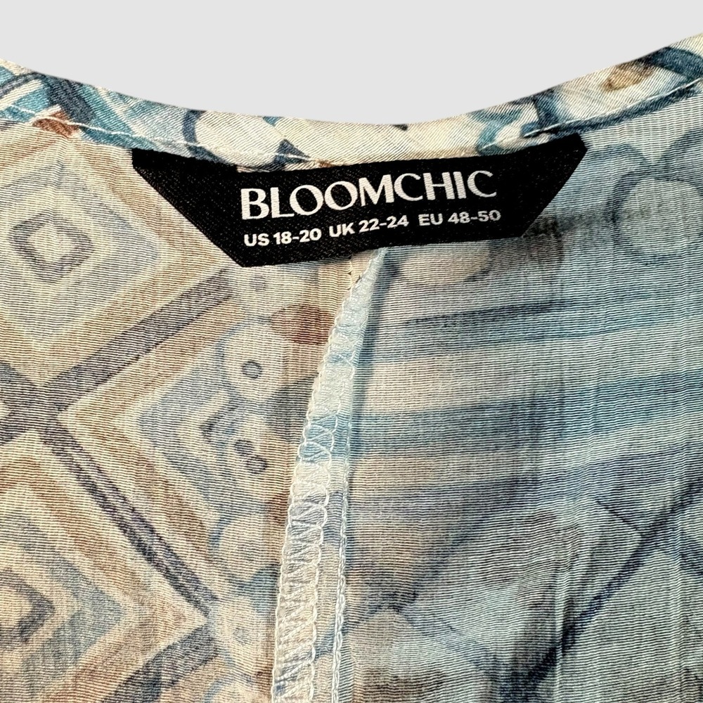 BloomChic Open Front Kimono Cardigan Boho Patchwork Blue Plus 18/20 - Picture 3 of 11